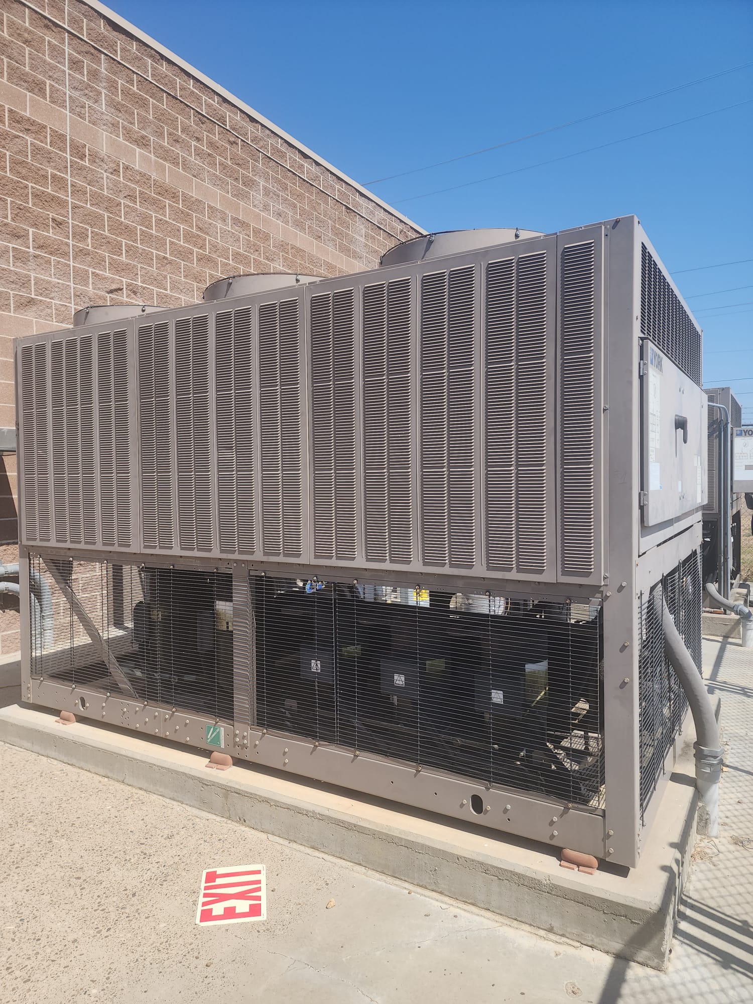 York commercial air-cooled chiller installed at a commercial building